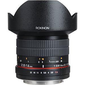 Samyang/Rokinon 14mm F/2.8 Ultra Wide Angle Manual Focus Lens: Sony E @ $183.2, Canon EF @ $199.2, and more (with coupon)