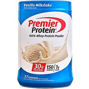 23.2-Oz Premier Protein 100% Whey Protein Powder (Vanilla Milkshake) $15.95 w/ S&S and More + Free Shipping w/ Prime or on $25+