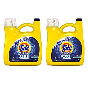 150-Oz Tide Simply + Oxi Liquid Laundry Detergent (Refreshing Breeze) 2 for $19.20 w/ S&S and More + Free Shipping w/ Prime or on $25+