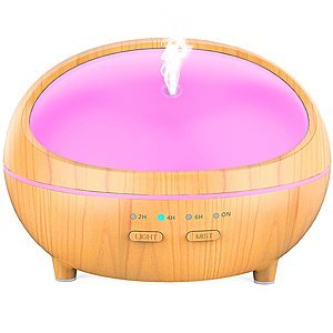 Leknes 300ml Essential oil diffuser, Ultrasonic Aromatherapy Diffuser with Wood Grain ,Timer, Waterless Auto Shut-Off, Mist Adjustable and 7 LED Colors $10.49