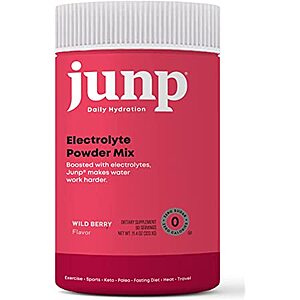90-Servings (11.4oz) JUNP Hydration Electrolyte Powder, Zero Calories Sugar and Carbs, Wild Berry Flavor, Kosher $11.97