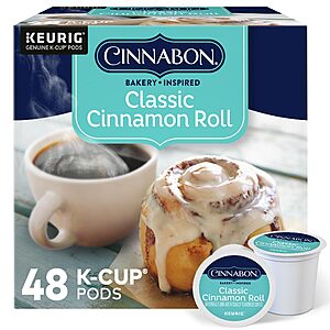 Cinnabon Classic Cinnamon Roll Keurig Single-Serve K-Cup Pods, Light Roast Coffee, 48 Count $16.99 @Amazon