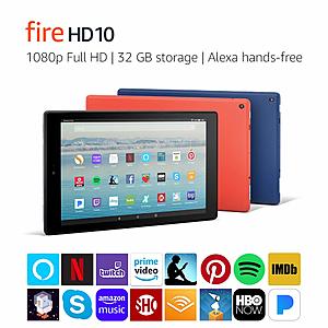 Fire HD 10 Tablet with Alexa Hands-Free, 10.1" Display, 32 GB, All Colors- with Special Offers - $99