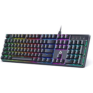 $13 Off, For $26.99 - AUKEY  104-Key Gaming Mechanical Keyboard - Clicky Blue Switches & LED Backlight