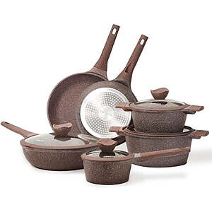 10-Piece Carote Granite Nonstick Induction Stone Cookware Set (brown; fish scale design) $80 + Free Shipping