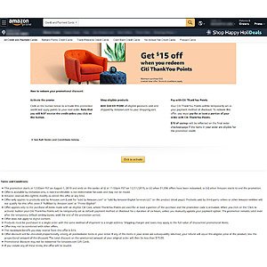 Amazon: Citi ThankYou Points Cardholders: Pay w/ Points, Get $15 Off $50 (Valid for Select Accounts)