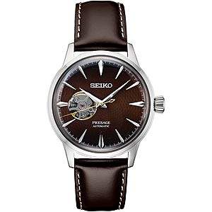 Seiko Men's Presage Automatic Brown Leather Strap Watch (40.5mm) $142.50 or less w/ SD Cashback + Free S/H