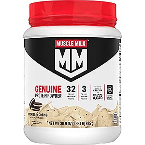1.93-Lb Muscle Milk Genuine Protein Powder (Cookies 'N Crème) $15 w/ S&S + Free Shipping w/ Prime or Orders $25+
