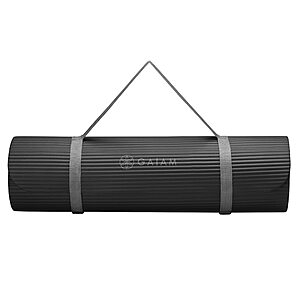 10mm Gaiam Extra-Thick Yoga Fitness Mat & Exercise Mat w/ Non-Slip Texture & Easy Carry Strap (Black) $12.50 + Free Shipping w/ Prime or on $25+