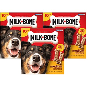 10-Lb Milk-Bone Original Medium Biscuit Dog Treats 3 for $22.92 ($7.64 each) w/ S&S + Free Shipping