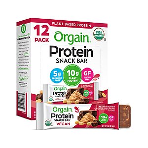 Select Amazon Accounts: 12-Count 1.4-Oz Orgain Organic Vegan Protein Bars (Peanut Butter Chocolate Chunk) $10.50 w/ S&S + Free Shipping w/ Prime or on $35+