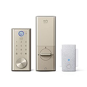 eufy Fingerprint Smart Lock, Remotely Control, Keyless Entry Door Lock (Nickel) with Wi-Fi Bridge $150