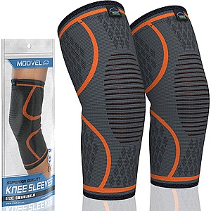 2-Pack Modvel Knee Compression Sleeves (Orange, S, M, L) $8.60