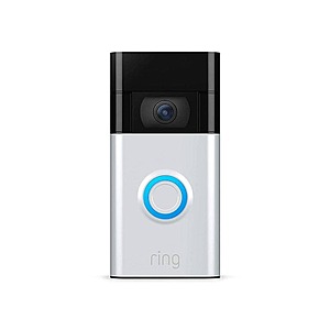 Ring Video Doorbell - Smart Wireless WiFi Doorbell Camera with Built-in Battery, 2-Way Talk, Night Vision, Satin Nickel $59.99