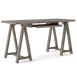 60" SimpliHome Sawhorse Solid Wood Modern Industrial Home Office Desk (Farmhouse Grey) $139.13 + Free Shipping