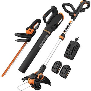 3 tool set Worx WG931 20V Power Share Cordless Grass trimmer, Hedge Trimmer, and blower (Batteries & Charger Included) $153.99