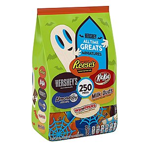 Amazon: HERSHEY'S Halloween Candy, All Time Greats Miniatures Assortment, 81.4 Oz  (over 5lbs) $9.77