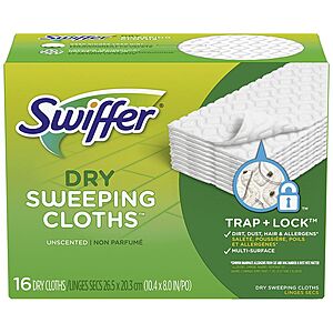 16-Ct Sweeper Dry Sweeping Multi Surface Refills (Unscented), 12-Ct Wet Mopping Cloths (Open Window Fresh) & More @ Walgreens $3.49