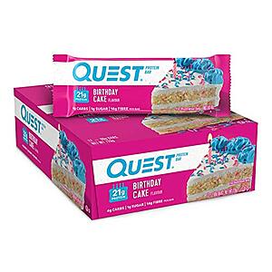 Quest protein bars Birthday Cake 12 count as low as $13.92 with 15% S&S at Amazon