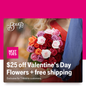 T-Mobile Customers 02/04: Free Redbox, $25 off Bouqs,