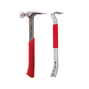 22-Oz Milwaukee Milled Face Framing Hammer + 15" Pry Bar $30 + Free Shipping