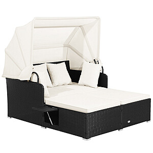 Costway Patio Rattan Daybed with Retractable Canopy & Side Tables $259 + Free Shipping