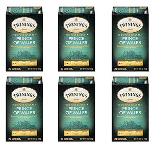 6-Pack 20-Count Twinings Individually Wrapped Black Tea Bags (Prince of Wales) $9.95 w/ Subscribe & Save