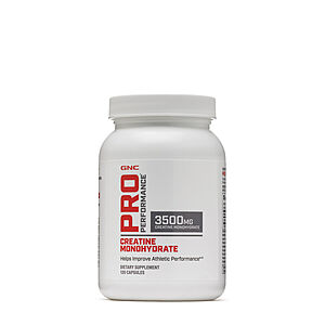 GNC: Buy 1, Get 1 50% Off + 25% Off: 120-Count GNC Pro 3500mg Creatine Monohydrate Supplements 4 for $75 ($18.75 each) & More + Free Shipping on $39+