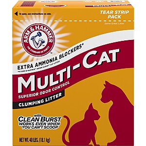 40-lbs Arm & Hammer Multi-Cat Clumping Cat Litter (w/ Clean Burst) 3 for $0.65 or more (w/ Filler Item) + Free Shipping