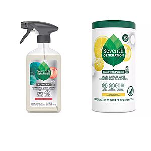 Seventh Generation: 16-Oz Foaming Dish Spray (Honeycrisp Apple) + 70-Count Cleaning Wipes (Lemon Zest) + $5 Target Gift Card for $9.40 + Free Store Pickup at Target
