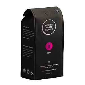 10-oz Kicking Horse Light Roast Coffee (Hola) $5.90 w/ S&S + Free Shipping w/ Prime or $35+