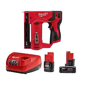 Milwaukee M12 Crown Stapler with 2.0, 4.0 Batteries and Charger. $129! at Home Depot
