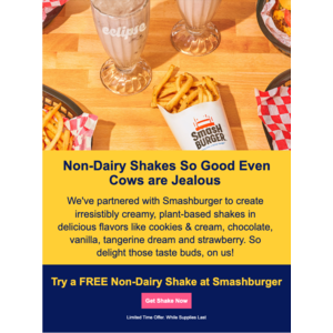 FREE Non-Dairy shake at Smashburger after rebate (Venmo/Paypal online submission)