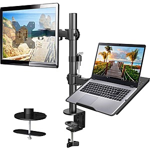 Huanuo Adjustable Single Monitor Desk Mount (13" to 27") w/ Laptop Tray $24 + Free Shipping