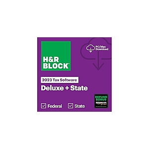 H&R Block Tax Software Deluxe Federal + State 2023 - $22.99 -  - $22.99