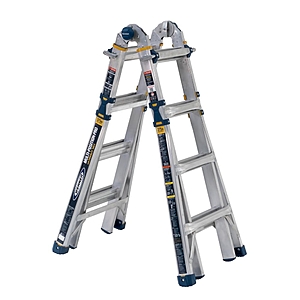 YMMV WERNER 18 ft. Reach Aluminum 5-in-1 Multi-Position Pro Ladder with Powerlite Rails 375 lbs. Load Capacity Type IAA Duty MT-18IAAXTHD - $90