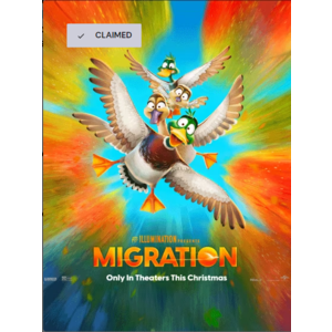 Xfinity Rewards Members: Fandango Movie Ticket to See “Migration” in theaters with 2 tickets on us