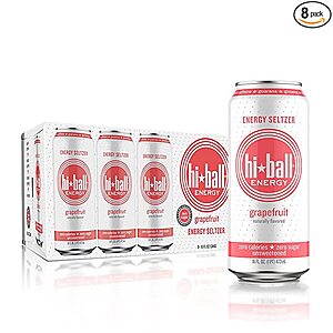 Amazon: Hiball Energy Drink, Caffeinated Seltzer Sparkling Water Made with Organic Caffeine, Zero Calorie, Sugar Free (16 Fl Oz Pack of 8), Grapefruit $14.39
