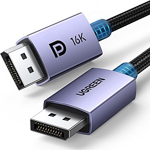6.6' UGREEN 16K 80Gbps DisplayPort 2.1 / 2.0 Cable (VESA Certified) $10 + Free Shipping w/ Prime or on Orders $35+
