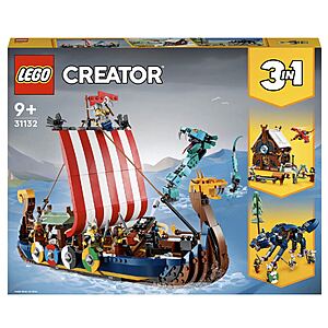 1,192-Piece LEGO Creator: 3-in-1 Viking Ship and Midgard Serpent Set (31132) $100 + Free Shipping