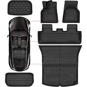 Set of 6 Tesla Model Y (5-Seat 2020-2023) All Weather Floor Mats $93 + Free Shipping