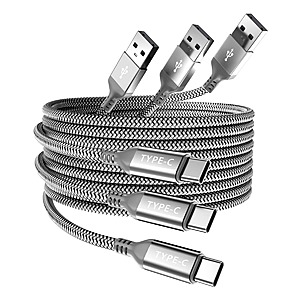 3-Pack Elebase USB A to USB C 2.0 480Mbps Charger Cables (1.5'/3.3'/6.6', Various Colors) from $4.50 + Free Shipping w/ Prime