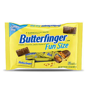 Butterfinger Fun Size Candy Bars, 19.8 oz, Single Jumbo Bag $1.22 on walmart+