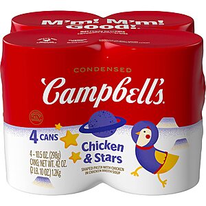4-Pack 10.5-Oz Campbell's Condensed Soup (Chicken & Stars or Homestyle Chicken Noodle) $3.35 w/ S&S + Free S&H w/ Prime or $35+