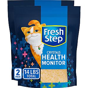 Fresh Step Crystals Health Monitoring Cat Litter, Unscented, 14 lbs (2 Pack of 7lb Bags) 69% Off