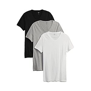 3-Pack Men's GAP V-Neck T-Shirt (Multi, S) $12 & More