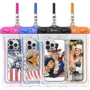 Waterproof Phone Pouch, 4 Pack $6.99 + FS w/Prime at F-color via Amazon