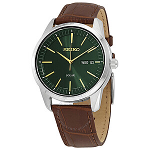 Seiko Watch Sale: Stainless Steel Quartz Crystal Black Dial Watch $108, Dark Green Solar Powered Watch $139 & More + Free Shipping