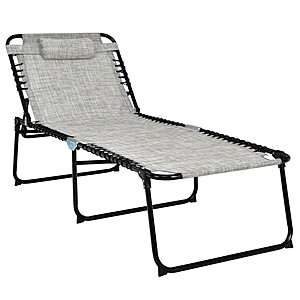 Costway XL Portable Folding Chaise Lounge Chair w/ Adjustable Backrest, Footrest & 440lb Capacity (Gray or Black) $60 + Free Shipping