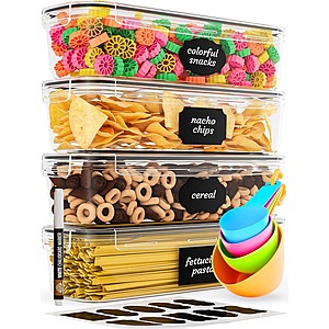 4-Pack 2.3L Chef's Path Airtight BPA-Free Food Storage Containers w/ Measuring Cups, Labels & Marker $13 + Free Shipping w/ Prime or $35+ orders